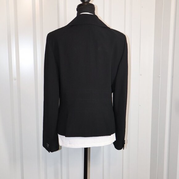 Ann Taylor Womens Feminine Fit Three Button Blazer Black Size 10 Notch Collar - Picture 2 of 8